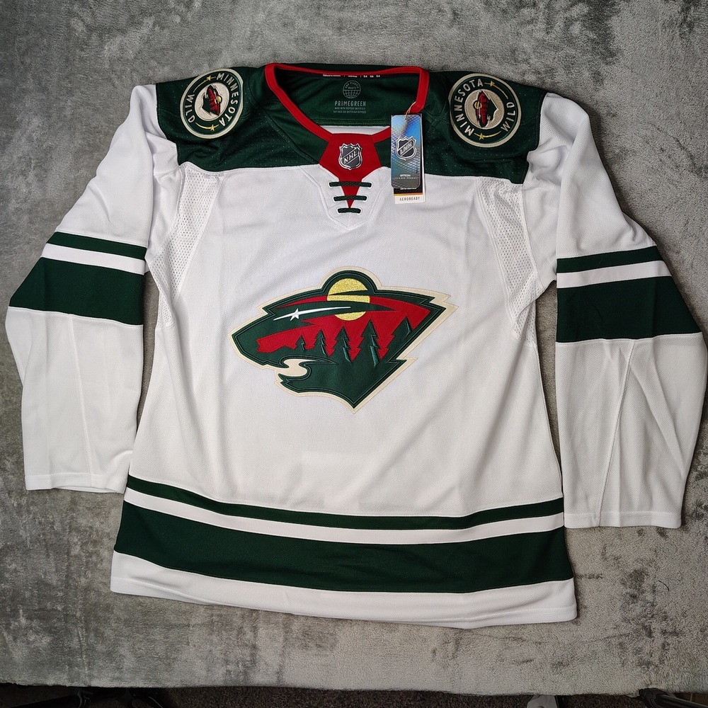 Minnesota Wild Adidas Jersey Size 54 White‎ Away NHL Strap Authentic Primegreen